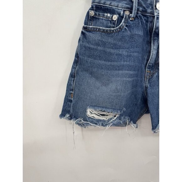True Religion Jean Shorts Women 28 Blue Denim Distressed Preppy Grunge Skater - Picture 8 of 10